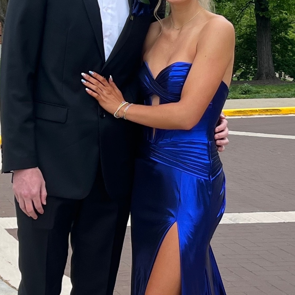 Sherri Hill 56161 Prom Dress Size 4 GORGOUS “Royal” Metallic Gown